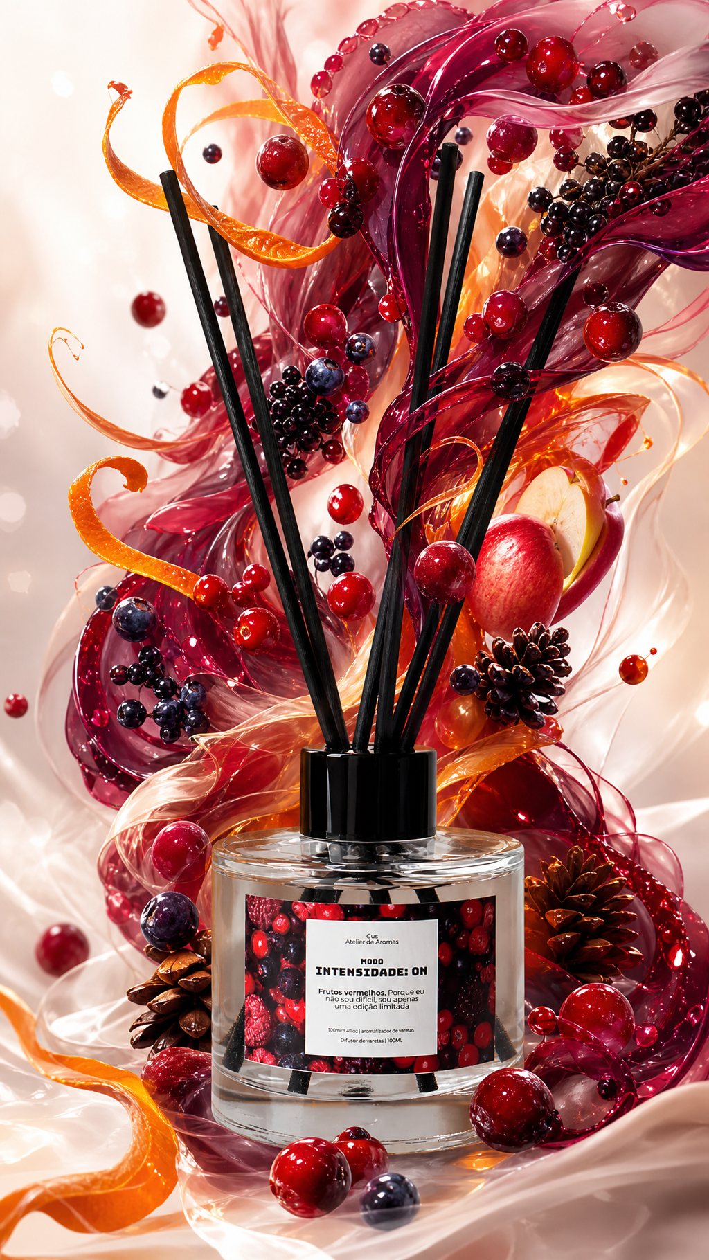 Difusor de Varetas Modo Intensidade Frutos Vermelhos