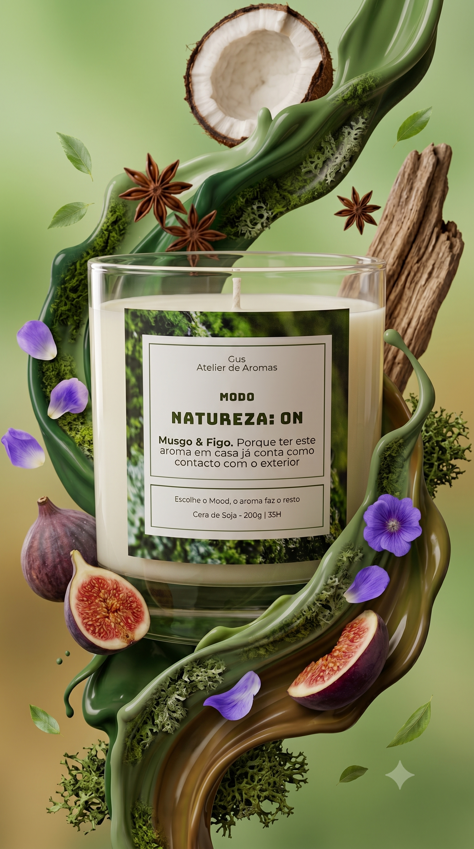 Vela Modo Natureza ON Musgo e Figo